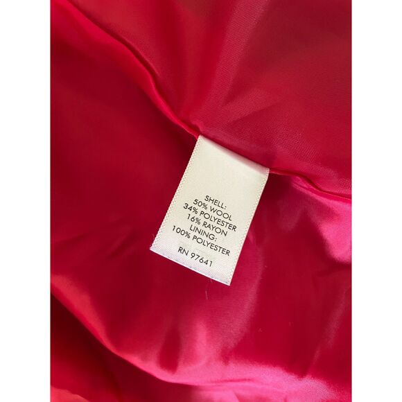 J Jill Womens Red Wool Blend Peacoat Jacket Med Classic Double Breasted Winter - Picture 8 of 8